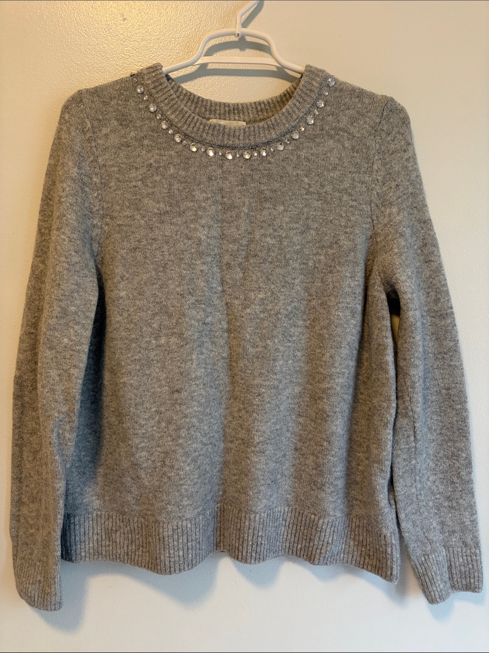 H&M Gray Embellished Crewneck Sweater - Women